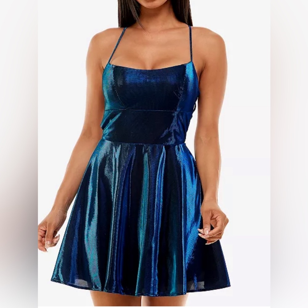 NWT B Darlin Backless Lace Up Fit And Flare Dress Sz 9/10